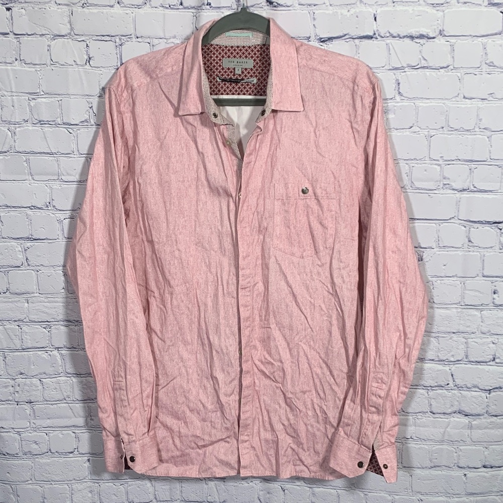 Ted Baker Mens Button Down Pink Size XL (5) Business Casual Preppy Cotton